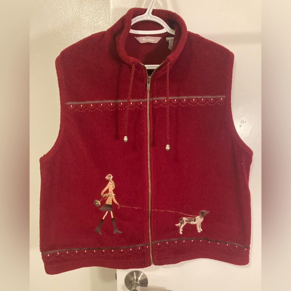 Embroidered fleece vest
